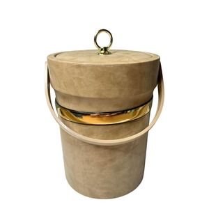 Vintage MCM Ice Bucket Shelton Ware Faux Leather Insulated Ice Bucket Barware